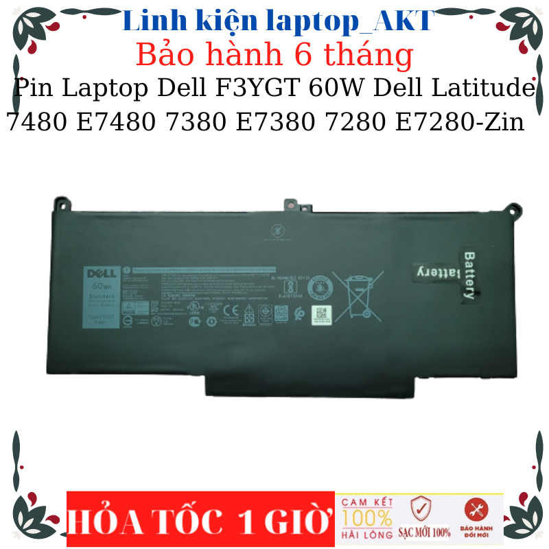 Pin laptop dell f3ygt 60w dell latitude 7480 e7480 7380 e7380 7280 e7280-zin