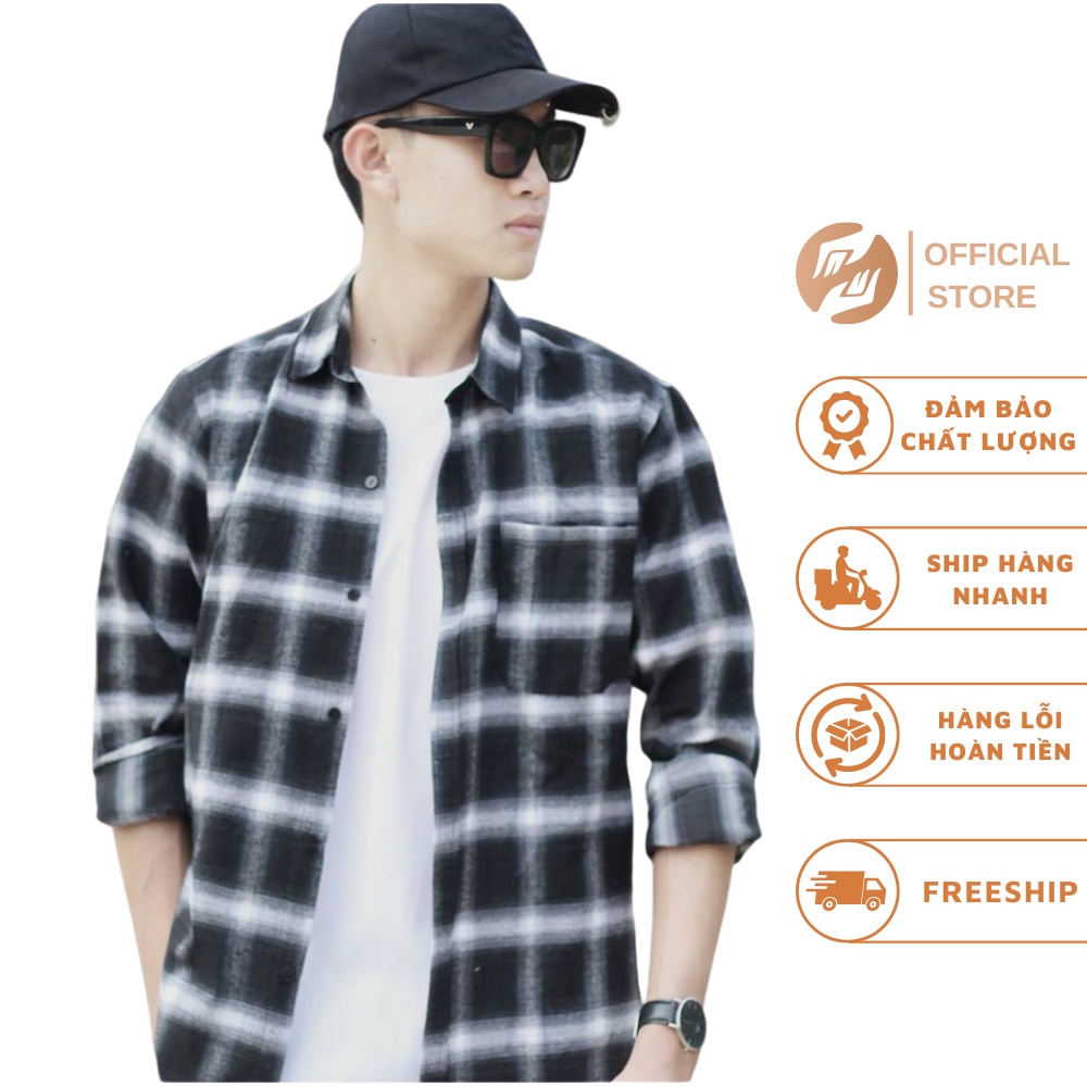 Sơ mi kẻ dạ mùa đông, sơ mi nam hàn quốc chất lụa cao cấp