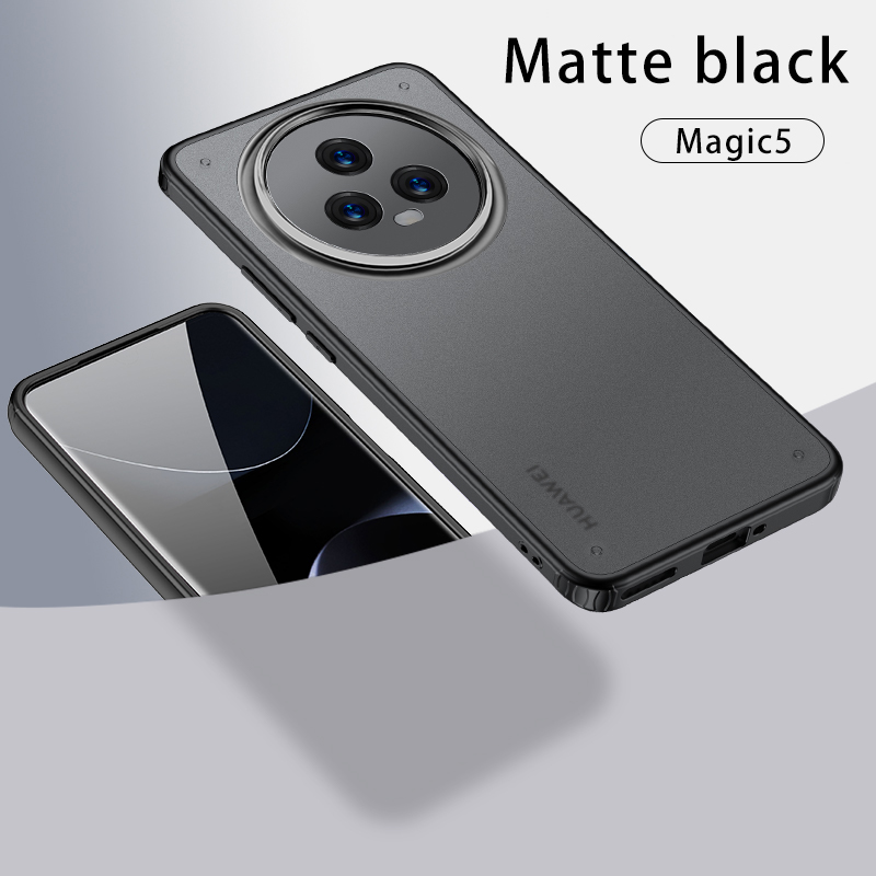 Case for Honor Magic 5 Pro Matte &Transparent Back Cover Four Corners Built-in Safety Mat Anti-fall Anti-collision and Shockproof Protective Cover