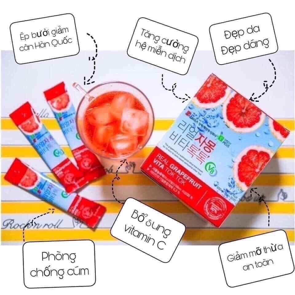 [Nội Địa Hàn] Trà Bưởi Giảm Cân Sanga Real Grapefruit Vita Tok Tok 30 Gói Hàn Quốc Chính Hãng - Bưởi Đỏ Đẹp Da Giữ Dáng