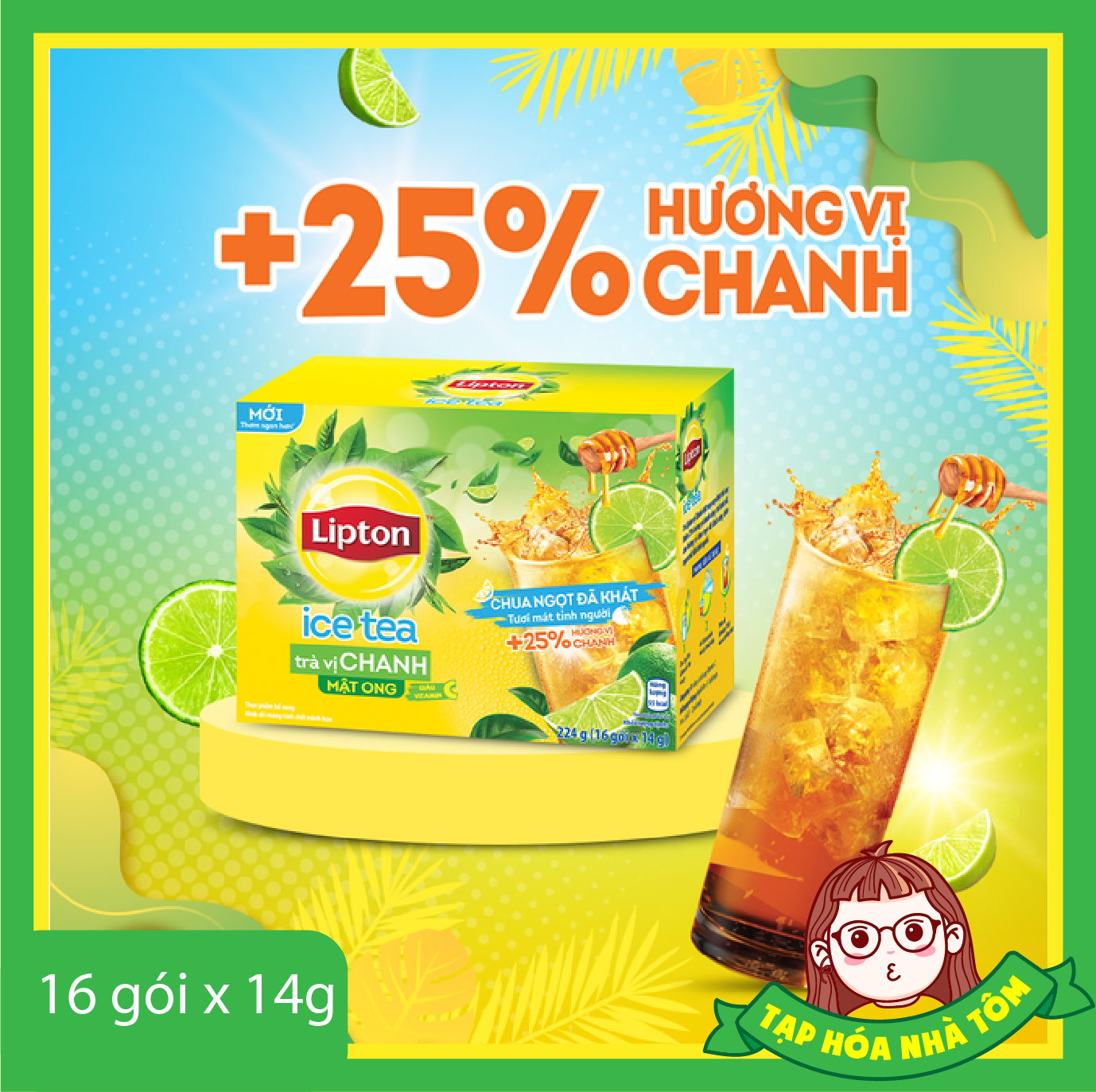 Trà hòa tan LIPTON CHANH MẬT ONG (14G X 16 GÓI)
