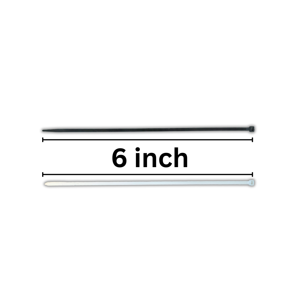 6" Inch Durable Plastic Zip Ties - Multi-Purpose Cable Ties for Organizing Wires, Securing Items, and DIY Projects Pack of 50 Pcs. 