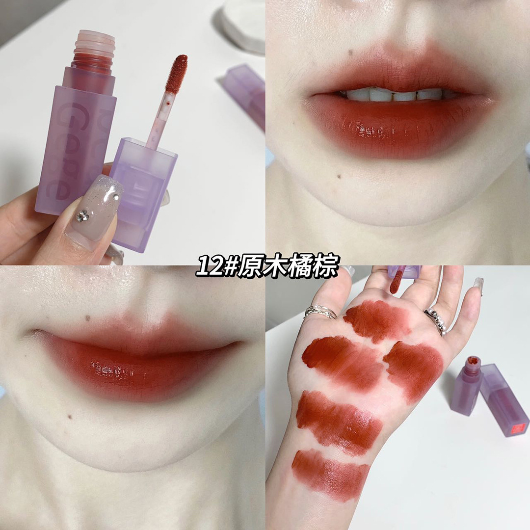 🌸son kem trang điểm gege bear herorange tông nhung lì mềm mại tạo hiệu ứng sương son môi nội địa trung yinsaf🌸
