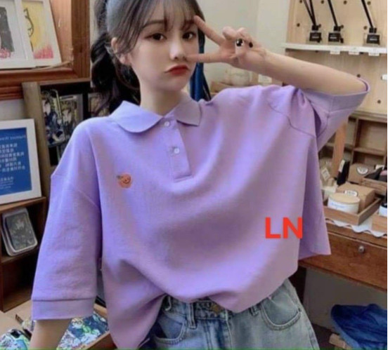 Áo polo croptop mặt cười LN11