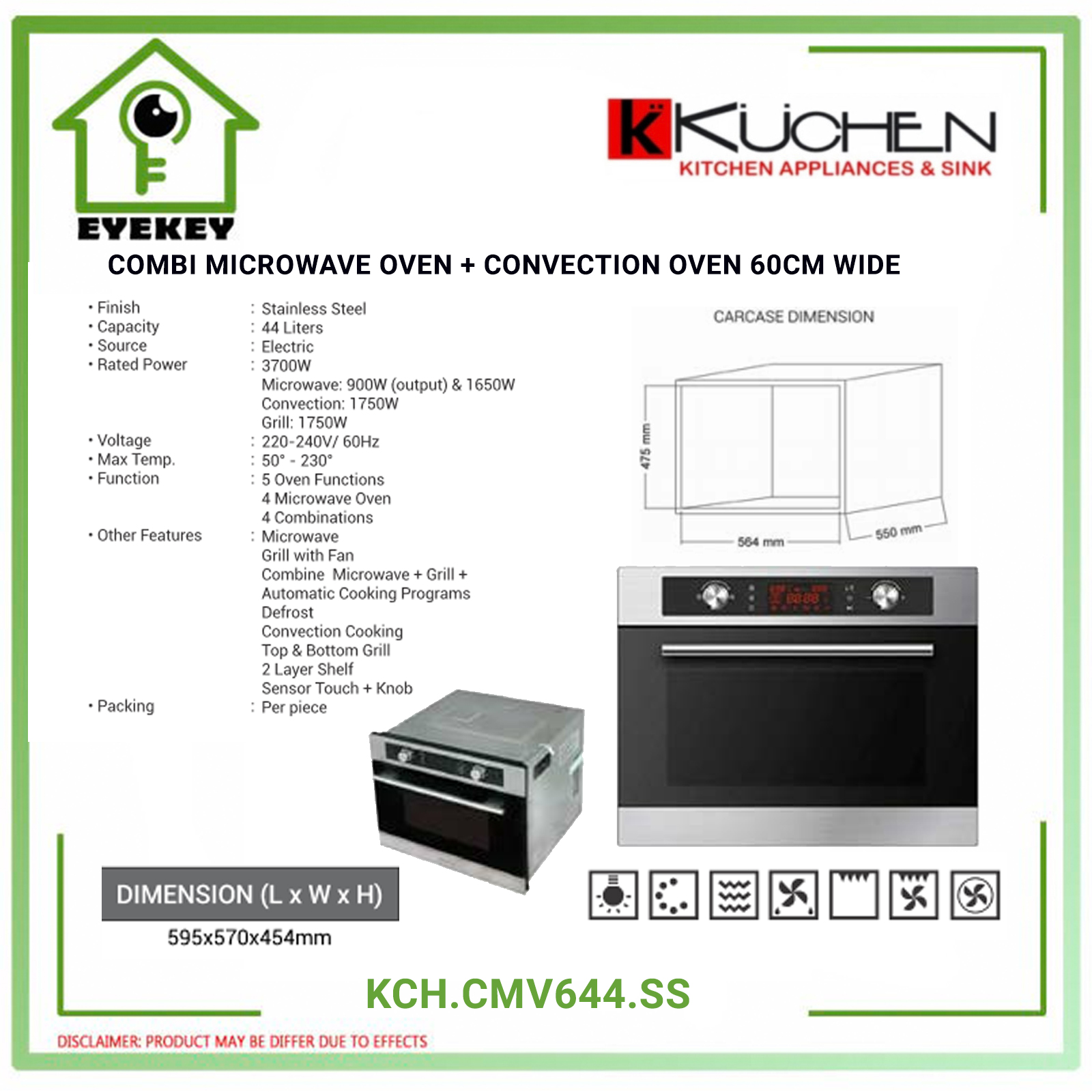 EYEKEY KCH CmV644 COMBI MIRCOWAVE OVEN CONVECTION OVEN Lazada PH