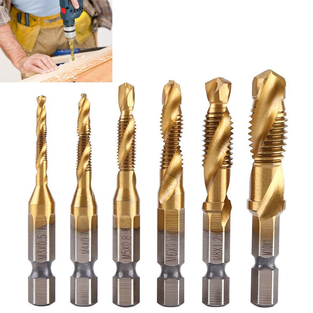 Petiyouza hợp chất tap rãnh Vít Bit Vít Máy tarô mũi khoan Tap khoan bit mạ titan Shank tap mũi khoan chuôi lục giác