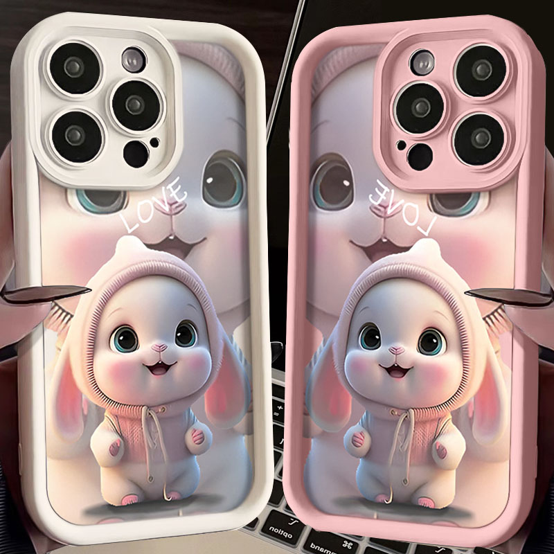 Dirty old man Fashion Lovely Pink Rabbit Phone Case For iPhone 15 14 13 Pro Max 12 11 Mini XR XS X 7 8 Plus SE2 Soft Silicone Shockproof Cover Shell. 