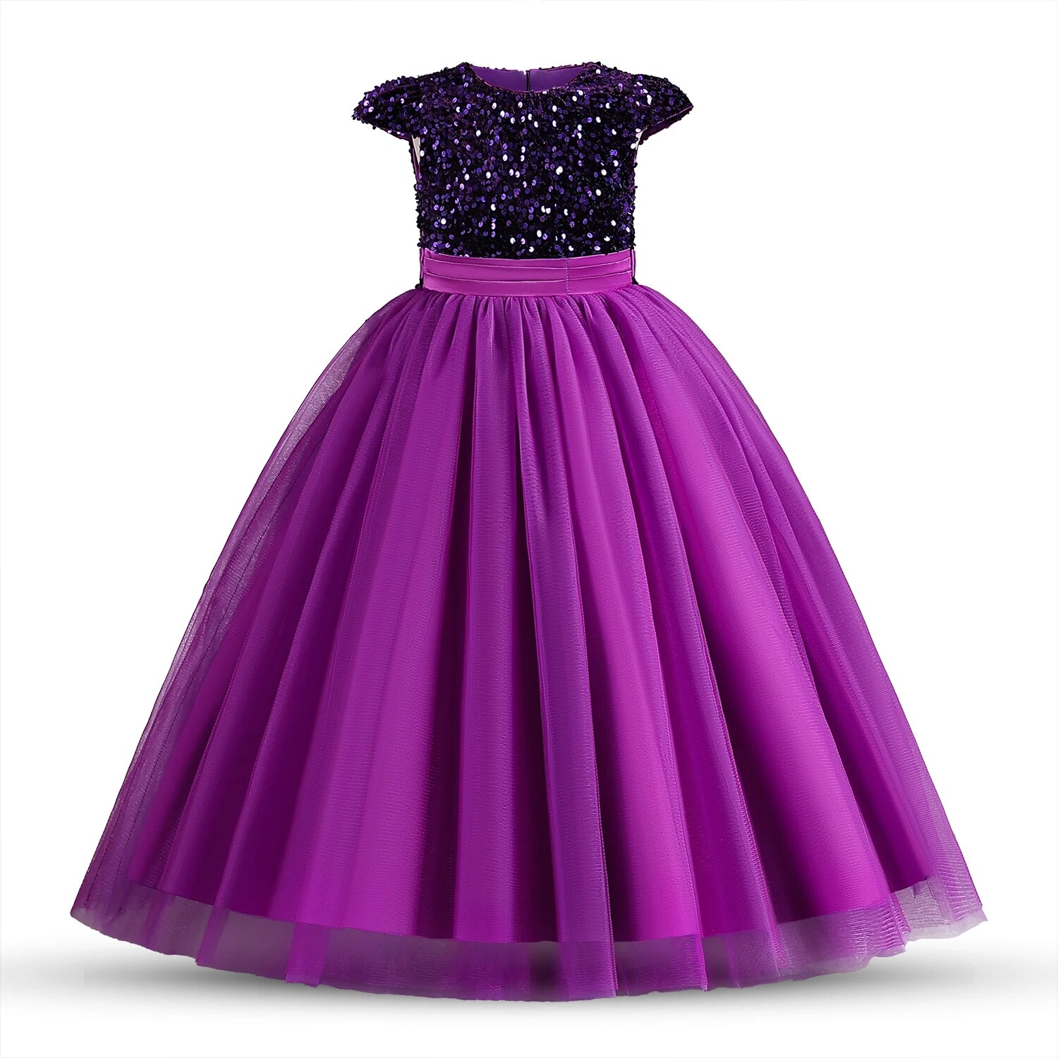 Sparkly%20Sequins%20Short%20Sleeves%20Flower%20Girl%20Dresses%20Tulle%20Kids%20Birthday%20Party%20Pageant%20Prom%20Gown%20Teen%20Girls%20Bridesmaid%20Dresses%20-%20Image%206