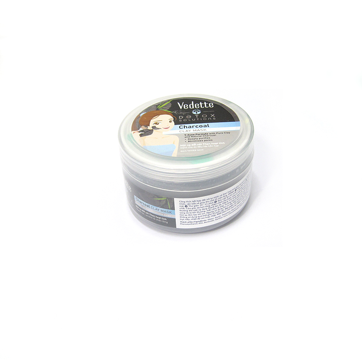 Mặt nạ đất sét Vedette Than Hoạt Tính Charcoal Detox Solutions 145g