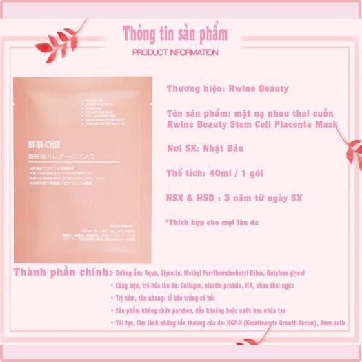 Mặt Nạ Nhật Chính Hãng Tế Bào Gốc Nhau Thai Cừu cuốn rốn Beauty cấp ẩm dưỡng da, tái tạo Collagen chống lão hóa, giảm mụn 40ml