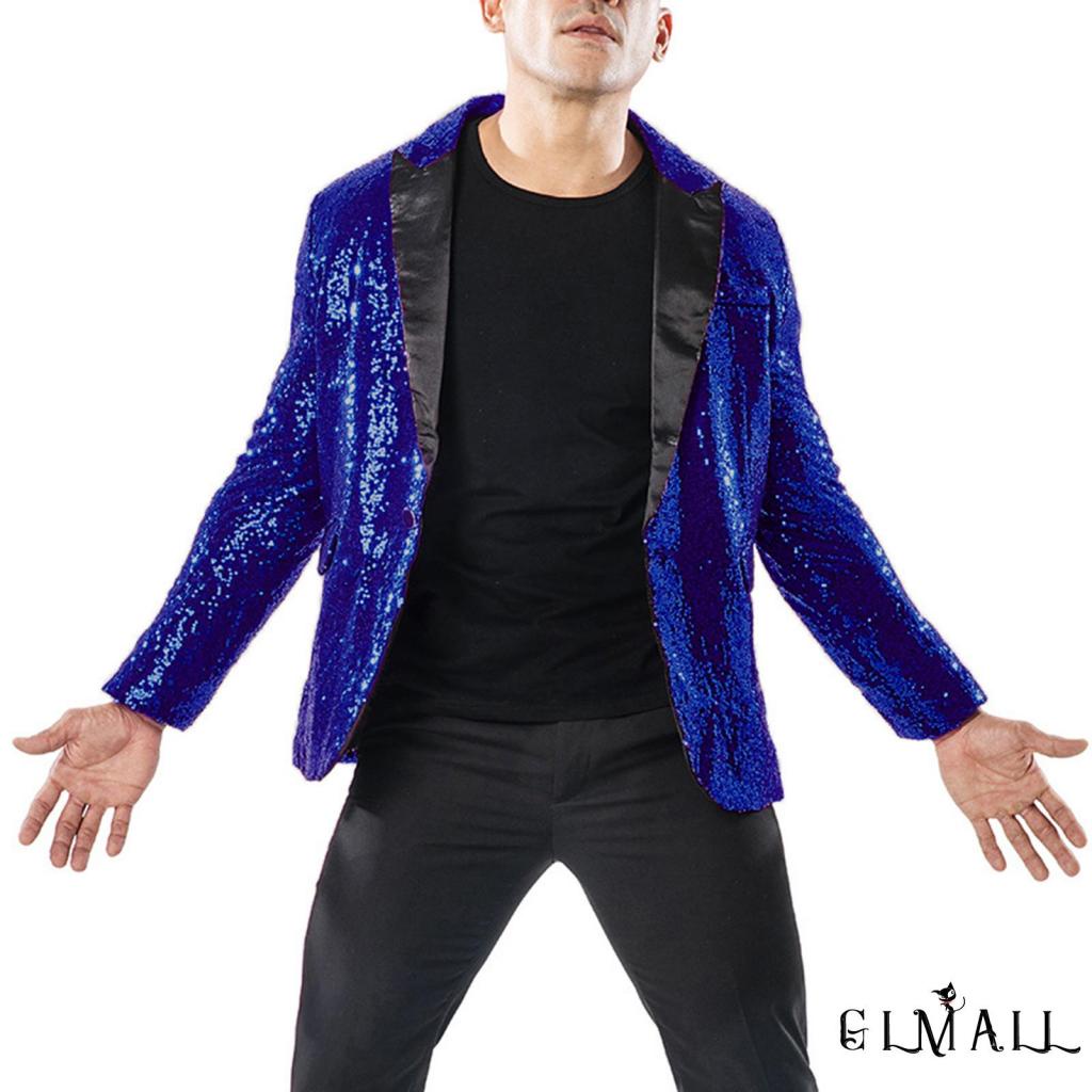 Áo khoác blazer một nút đính kim sa lấp lánh dành cho nam
