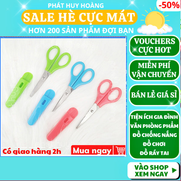 Kéo học sinh loại nhỏ giá rẻ, kéo mini cắt giấy cute, kéo cắt nhỏ siêu bén có nắp đậy an toàn cho bé, kéo thủ công học sinh bỏ túi, kéo văn phòng đa năng chất lượng cao, dụng cụ cắt giấy có nắp siêu tiện lợi, đồ dùng học tập, Phát Huy Hoàng