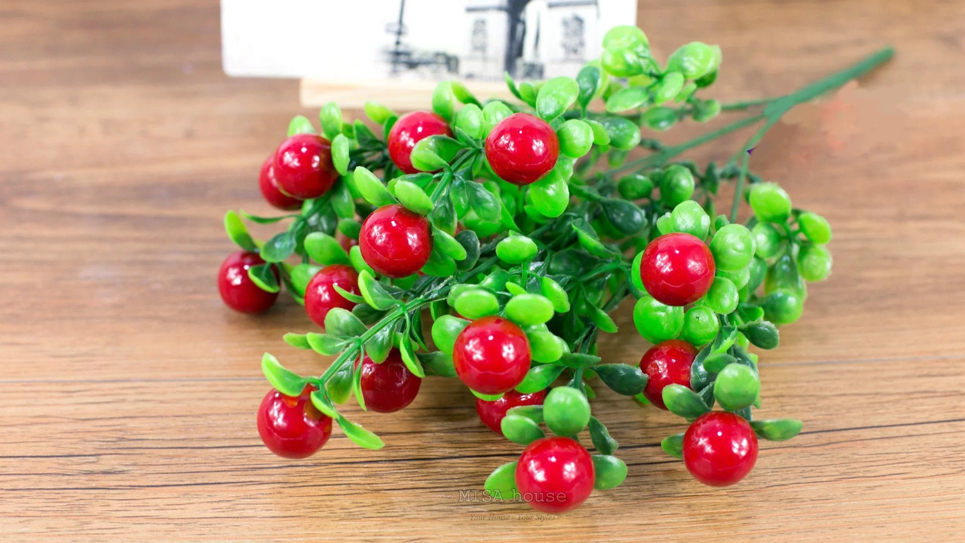 Cây giả/Chùm quả cherry đỏ
