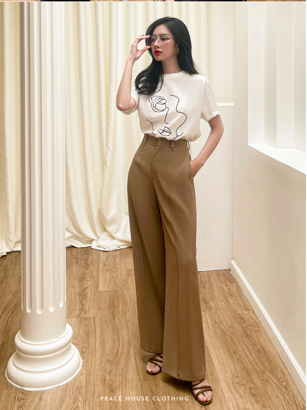 Áo cổ tròn chất linen , Peace House Clothing