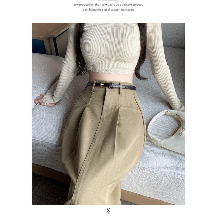 Basic Korean Style Long Flared Skirt