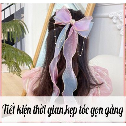 Kẹp tóc nơ cầu vồng đáng yêu