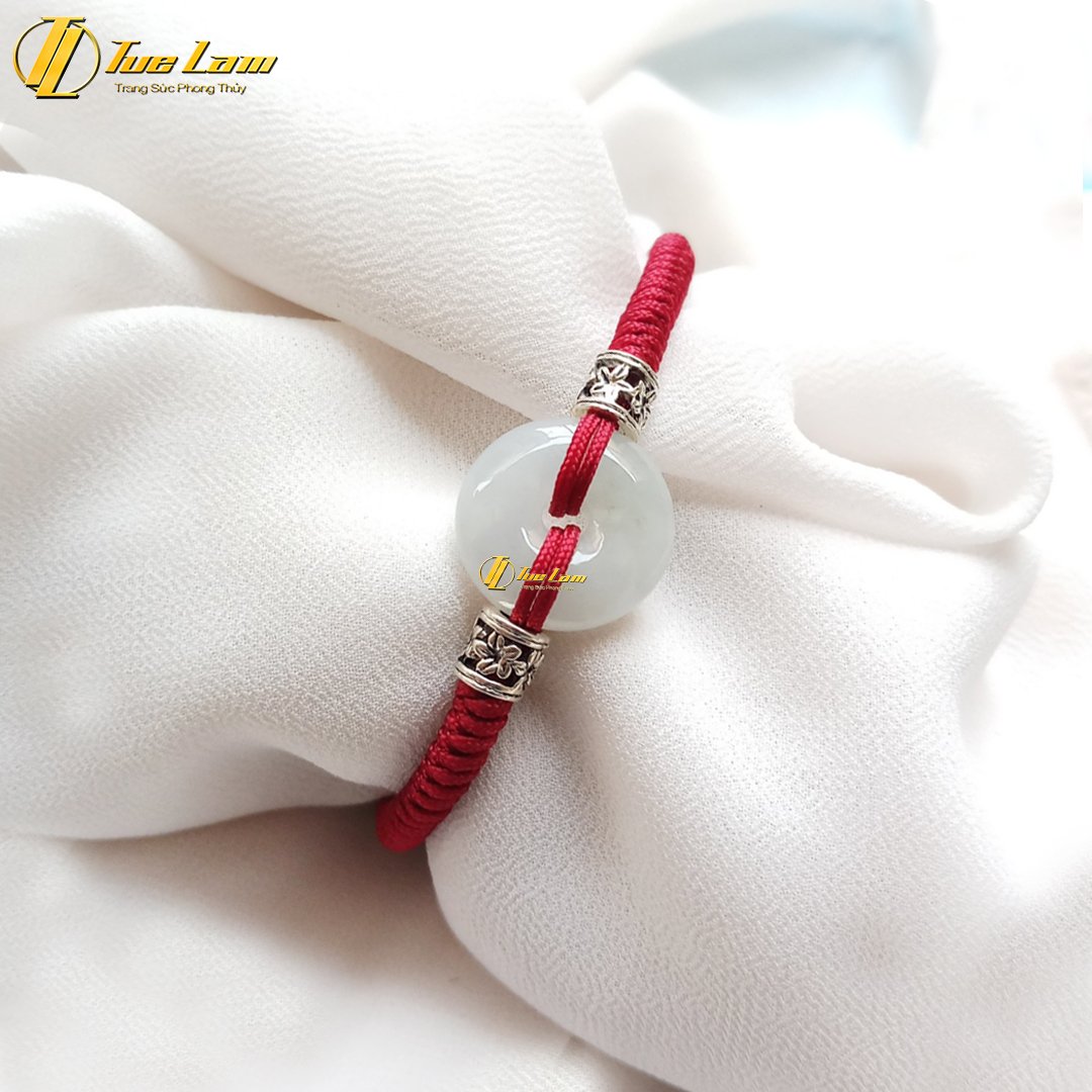 Vòng tay chỉ may mắn bện đồng điếu bạch ngọc mix charm bac may mắn, bình an - Tuệ Lâm
