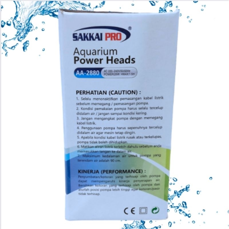 Pompa Aquarium kolam hidroponik SAKKAI PRO AA 2880 Submersible pump