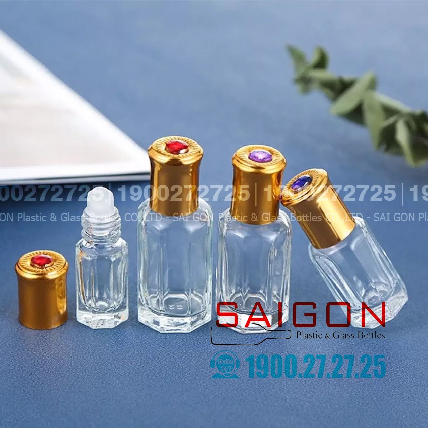 Chai thủy tinh bi lăn dubai 3ml , 6ml | lọ chiết tinh dầu , lọ chiết serum , lọ chiết mỹ phẩm ,lọ chiếc nước hoa