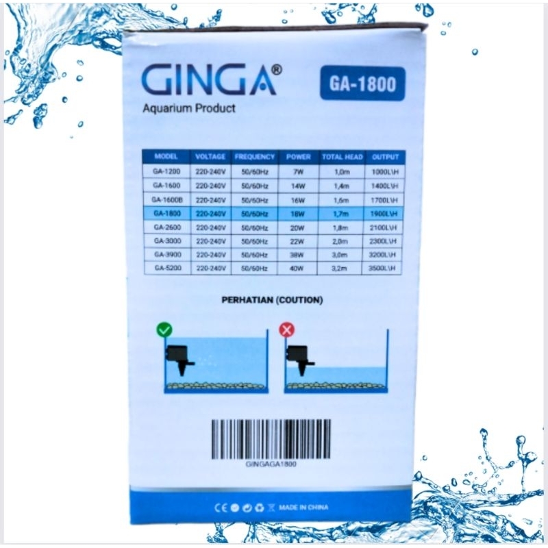 GINGA GA 1800 Pompa aquarium kolam