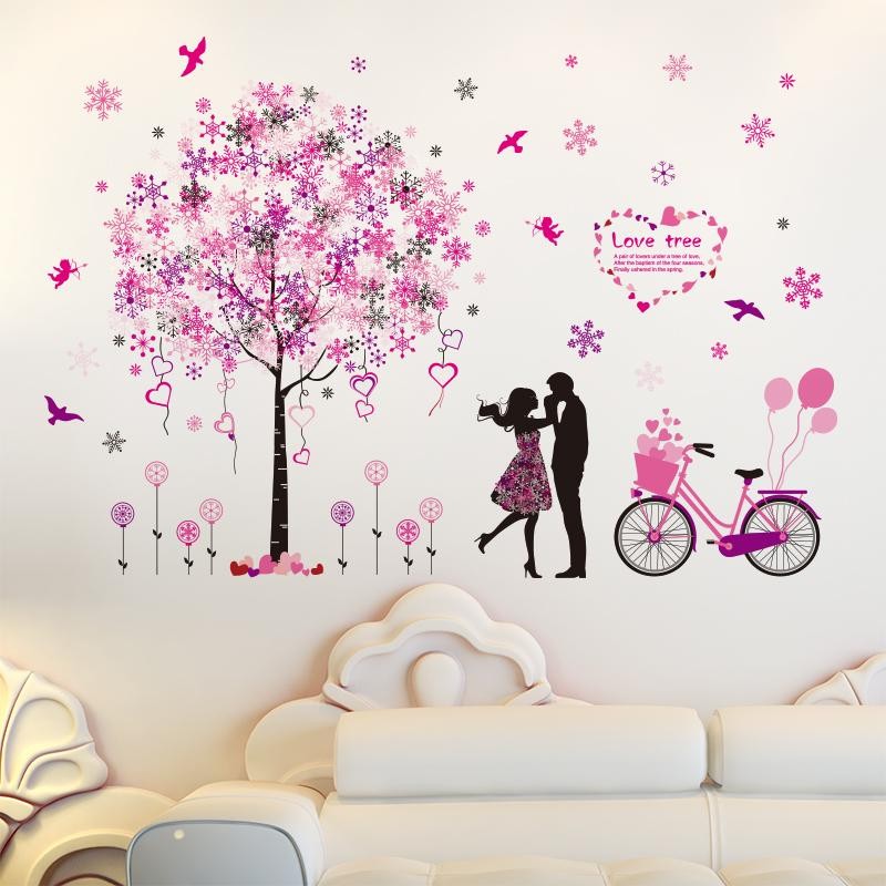DECAL DÁN TƯỜNG XE ĐẠP CÂY TRÁI TIM