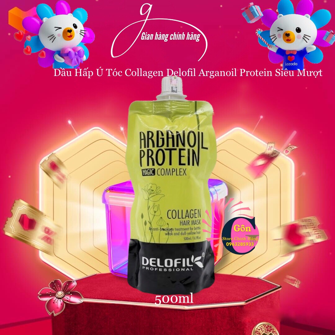 DELOFIL KEM Ủ TÓC - Ủ TÓC DELOFIL ARGANOIL PROTEIN 500ML