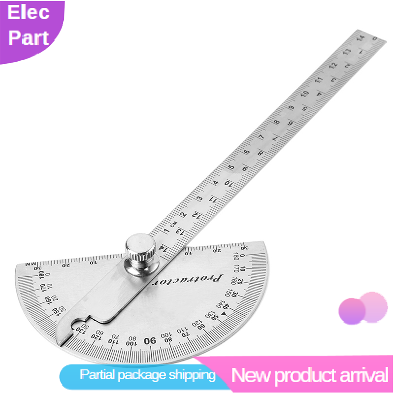 Jettingbuy thước đo góc 15cm 180 độ có thể điều chỉnh thước góc bằng thép không gỉ đa năng