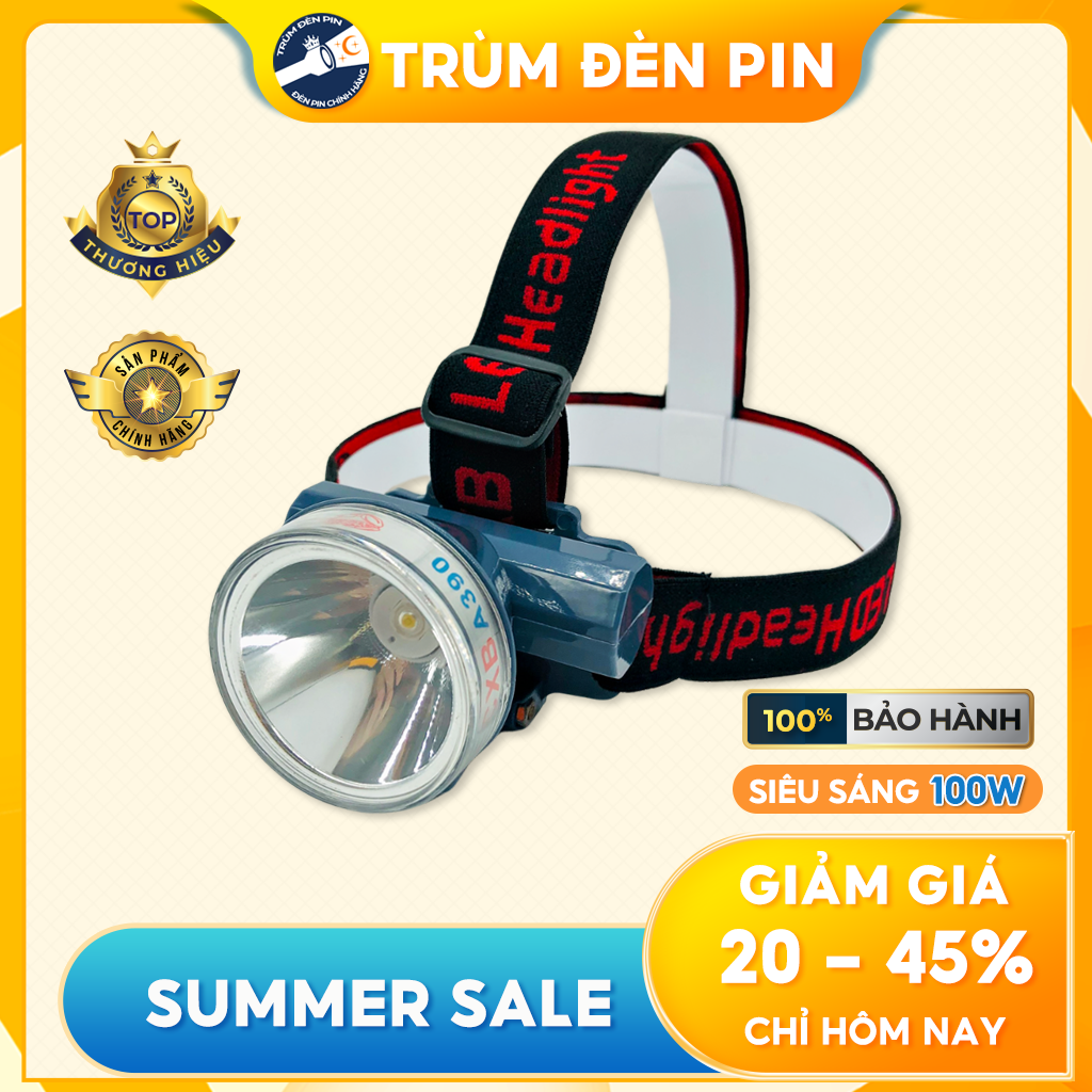 Đèn pin đội đầu CXB A390 LED 100w siêu sáng chống nước, ánh sáng Vàng hoặc Trắng phù hợp đi soi sông suối rừng biển, đi câu cá đánh lưới, đi phượt dã ngoại cắm trại.