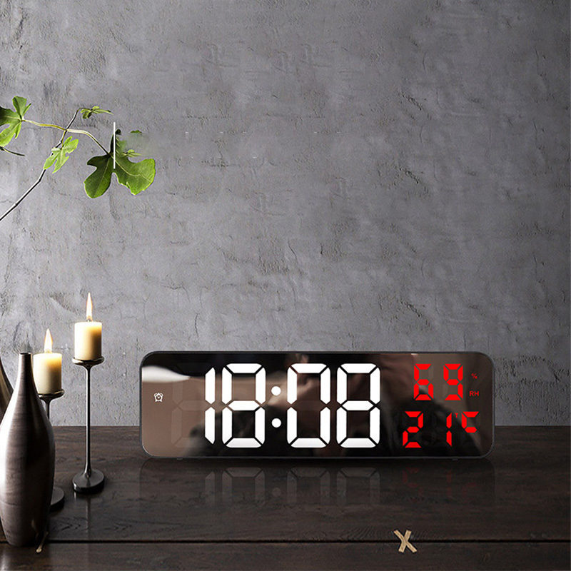 Clock Multi-functional LED alarm clock Simple mirror clock living room wall clock