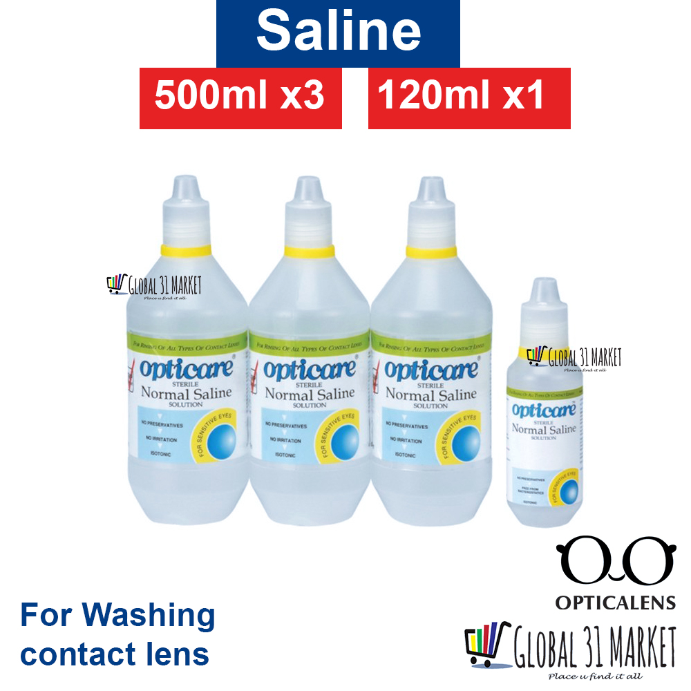 OPTICARE Normal Saline Solution 500mlx3 120ml x1 Ready stock expired