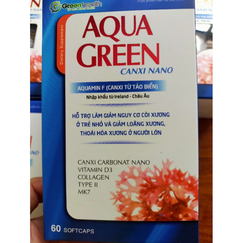 Canxi nano aqua green, lọ 60 viên, hộp 30 viên