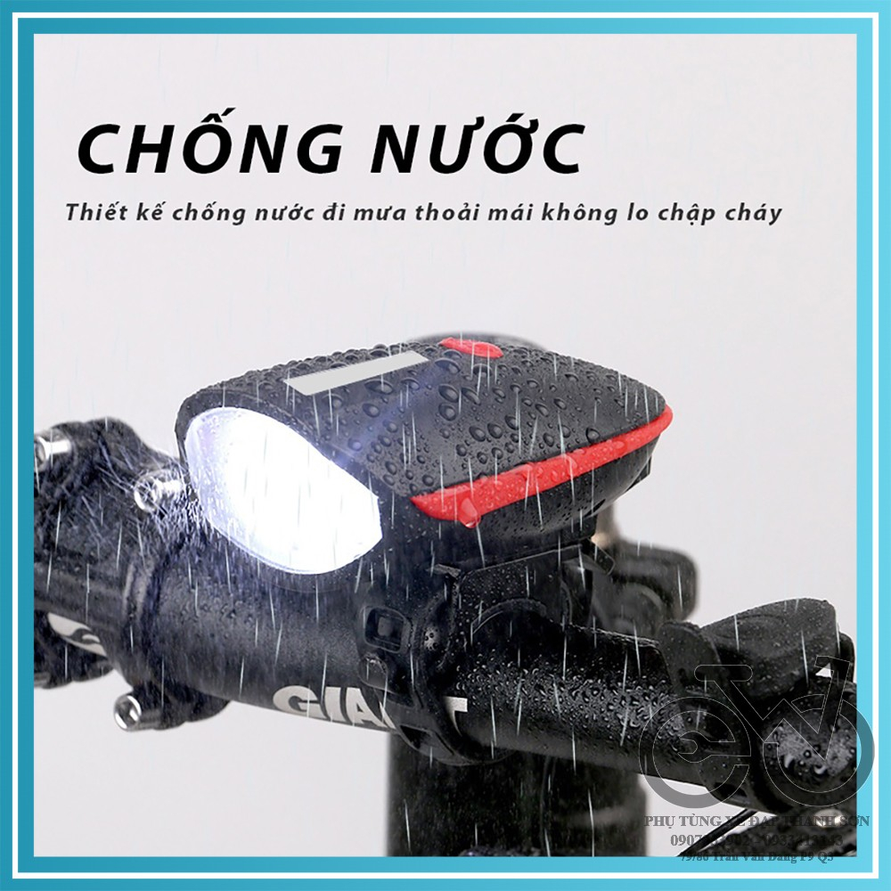 Đèn xe đạp thể thao siêu sáng có còi pin sạc usb