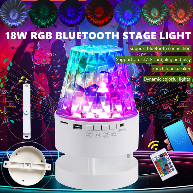 Đèn Sân Khấu Pha Lê Kim Cương Âm Nhạc Bluetooth RGB 18W Đèn 5Led 3030SMD