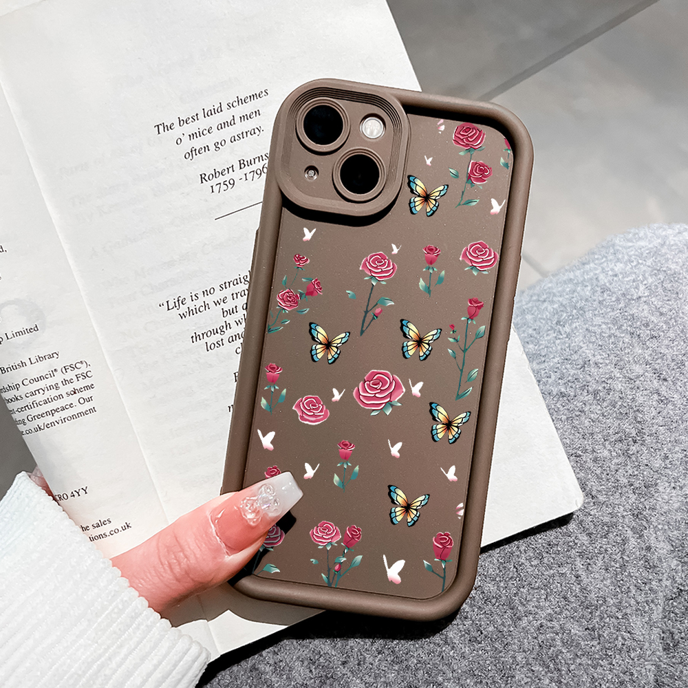 ZCSIBORUI for Vivo Y28 4G Back Cover Rose Flower+Butterfly Pattern Soft Silicone Square Ladder Phone Case. 
