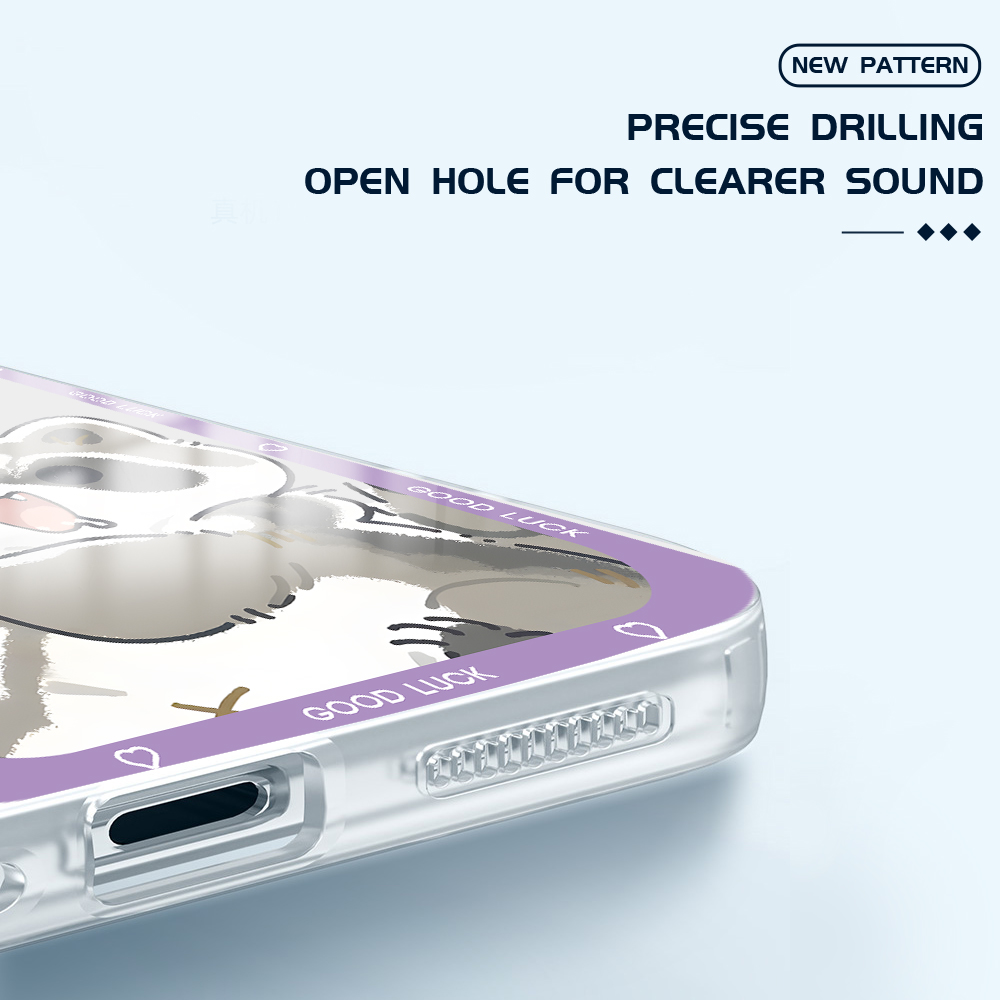 YYDS for Redmi Note 12 4G 9 8 10 11 12 Pro 11s 10s 9T Back Cover Cute Raccoon Transparent Crystal TPU Soft Thin Phone Case. 