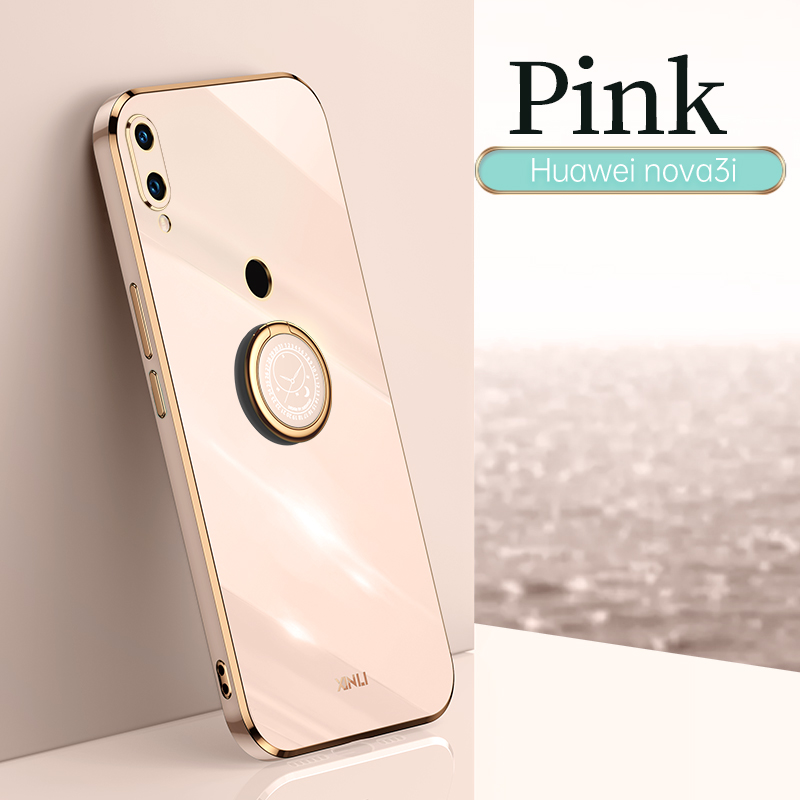 COD Plating Silicone Phone FOR Huawei Nova 3I Case Huawei Nova3I Deluxe Fall Protection with Metal Ring Holder