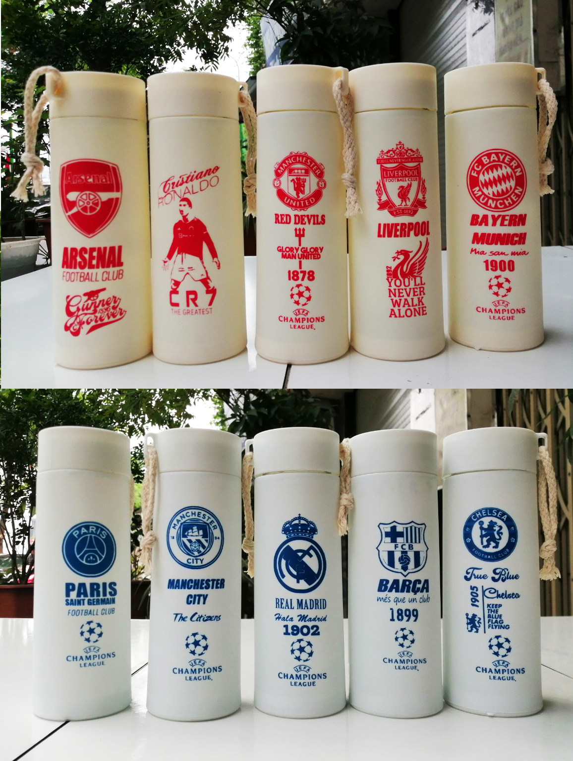Bình nước thủy tinh 2 lớp các CLB bóng đá