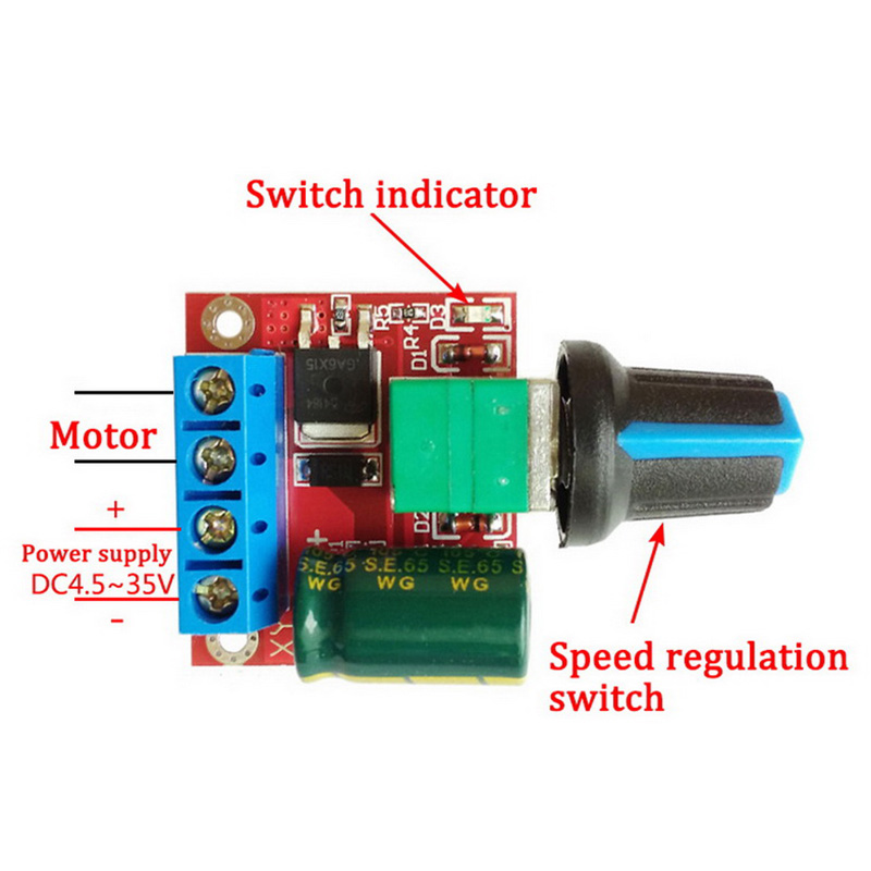Dc 5V-35V 0-5A 90W Tốc độ động cơ PWM một chiều điều khiển mô-đun điều khiển tốc độ có thể điều chỉnh điều khiển thống đốc Hội Đồng Quản trị chuyển đổi 12V 24V