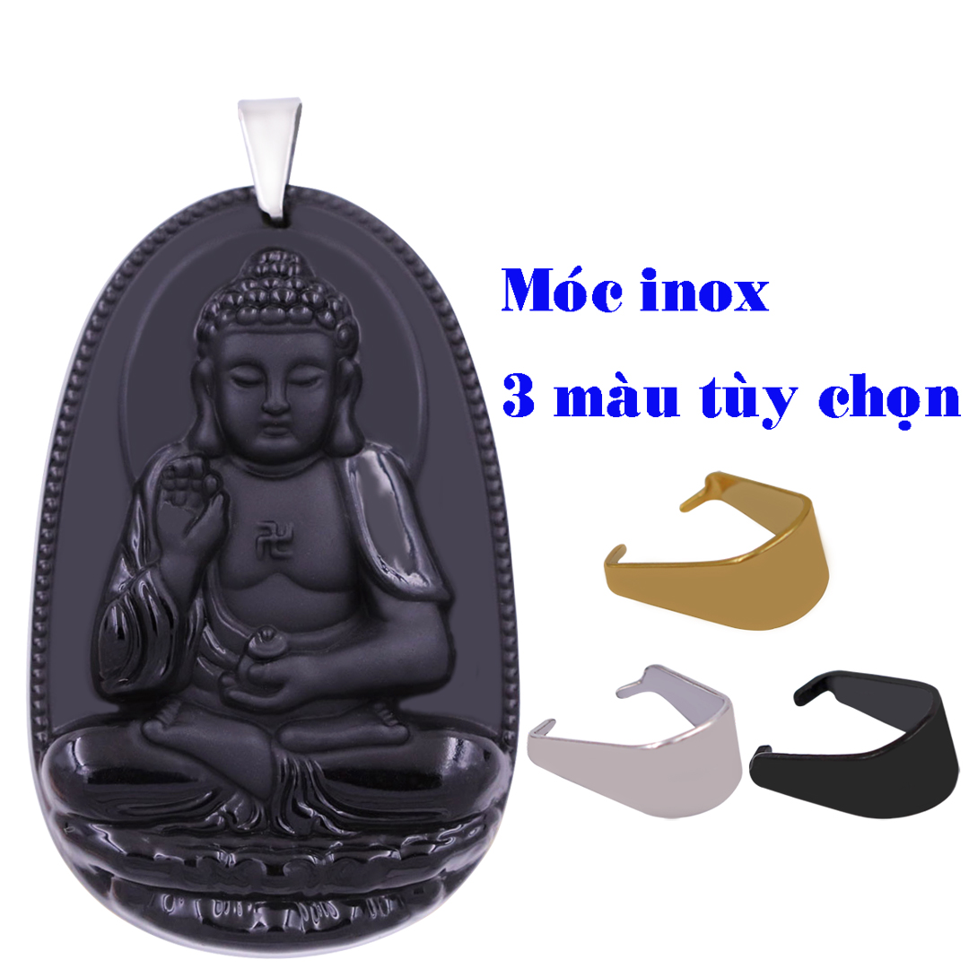 Mặt dây chuyền phật A di đà thạch anh đen 5 cm MTAENE1A- Hộ mệnh tuổi Tuất, Hợi - Mặt Size lớn