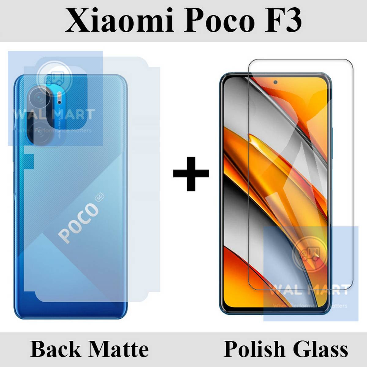 Xiaomi Poco F3 Tempered Glass Screen Protector Polish Glass + Back Matte Protector Soft Skin Sheet Soft Film Protection For Xiaomi Poco F3. 