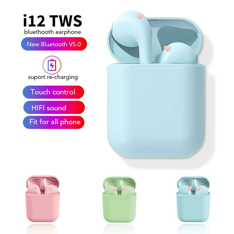 Tai Nghe Bluetooth 5.0 i12 TWS, Tai nghe Bluetooth không dây 5.0 i12 TWS Tai nghe Bluetooth Không Dây i12s Bản Nâng Cấp Chip 5.0, tai nghe giá rẻ, tai nghe bluetooth không dây, tai nghe bluetooth