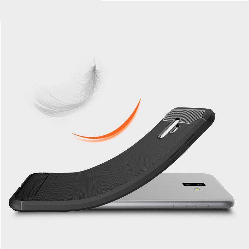 tzmar for Samsung Galaxy J6 Plus J6+ Case Cover Carbon Fiber Brushed TPU Silicone Soft Casing Phone Mobile Housing. 