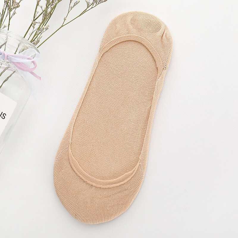 5 Pairs Women Sock Slippers Non-Slip Silicone Low Mouth Invisible Solid Color Ladies Boat Socks Summer Durable Female Meias
