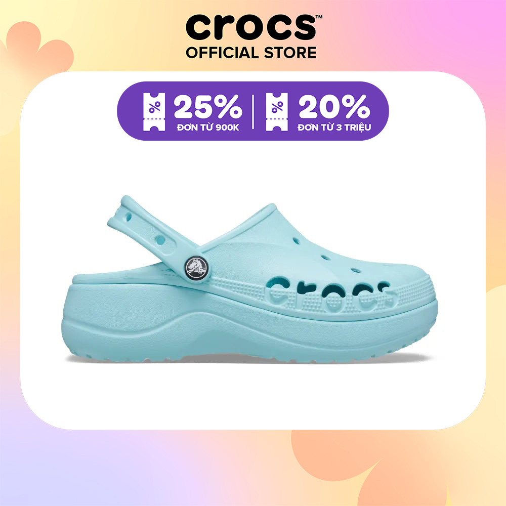 Giày Clog Nữ Crocs Baya Platform - Pure Water - 208186-4SS