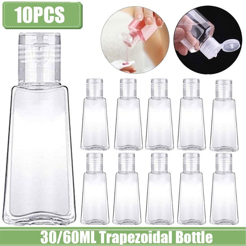 1/10 chiếc chai lotion hình thang trong suốt 30/60ml chai đựng nước rửa tay có thể tái sử dụng Thùng nhựa tái sử dụng