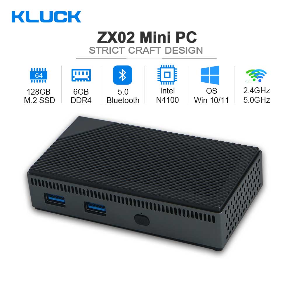 New ZX02 Mini PC CPU Intel Lake N4100 6GB QuadCore WiFi 2.4G/5G