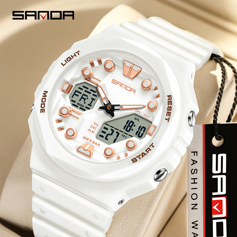 Sanda Large Dial Multifunctional Trendy Urban Outdoor Waterproof Sports Men's Watch SD6200-1. 