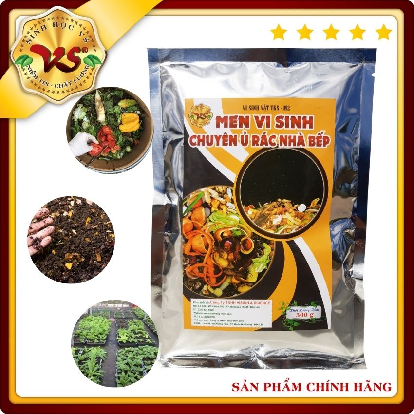 Men ủ rác nhà bếp làm phân bón, phân hủy hữu cơ khử mùi hôi - gói 500gr