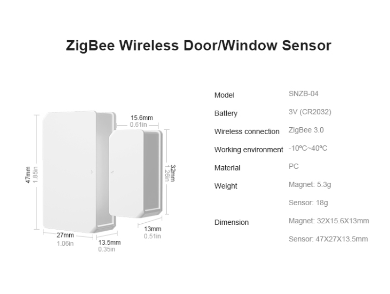 【Kittool】Sonoff SNZB-04 ZigBee cửa thông minh và cảm biến cửa sổ Sonoff thiết bị cảm biến cảm biến bên trong cửa nhà cảm biến thiết bị cảm biến con người ZigBee Cầu Cảm biến nhiệt độ