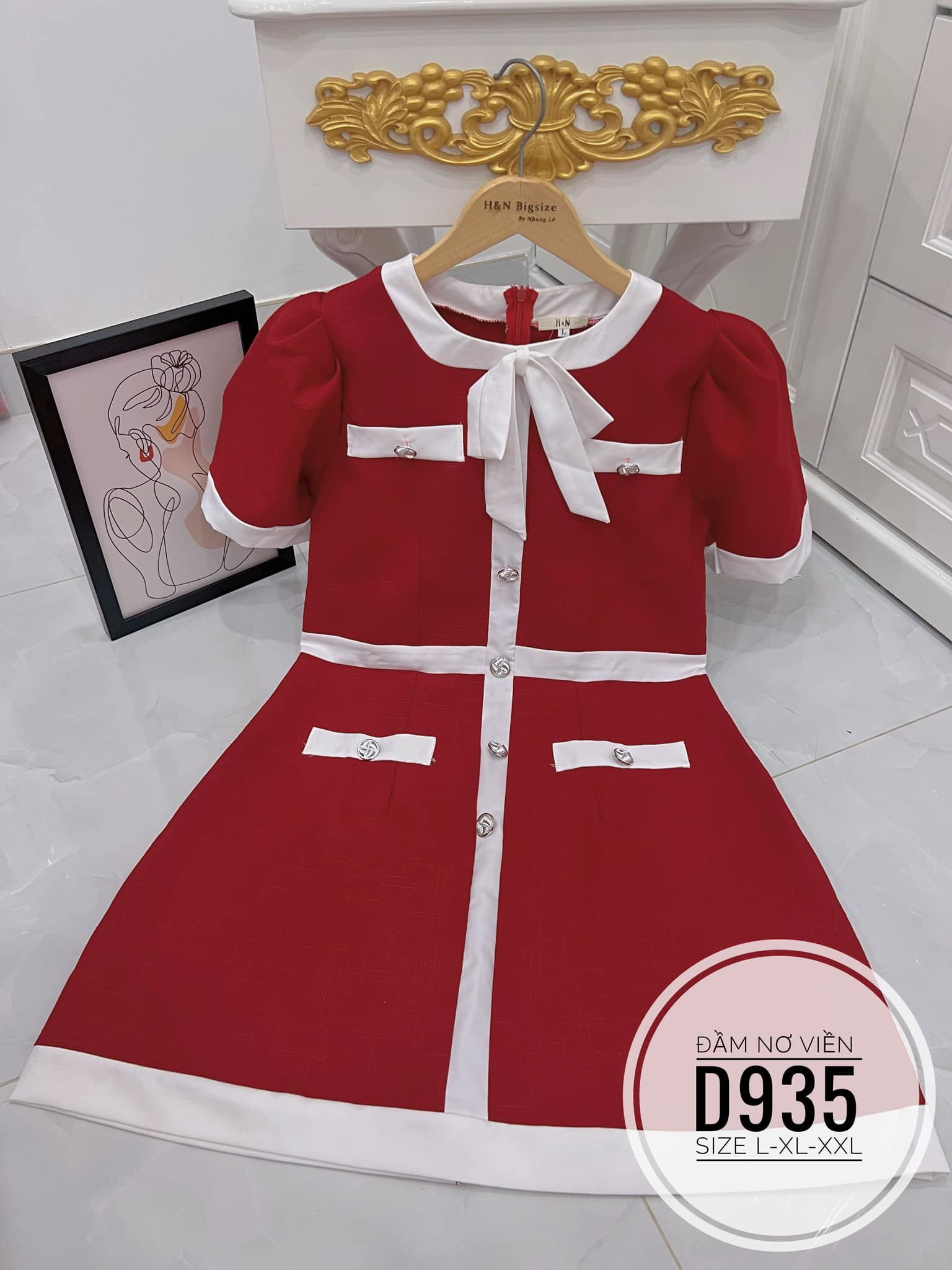 ĐẦM BIGSIZE GẤM NƠ VIỀN MÀU BASIC (L-2XL)